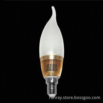 LED Candle Bulb with 3W Power, 80 to 100lm/W Luminous Efficiency